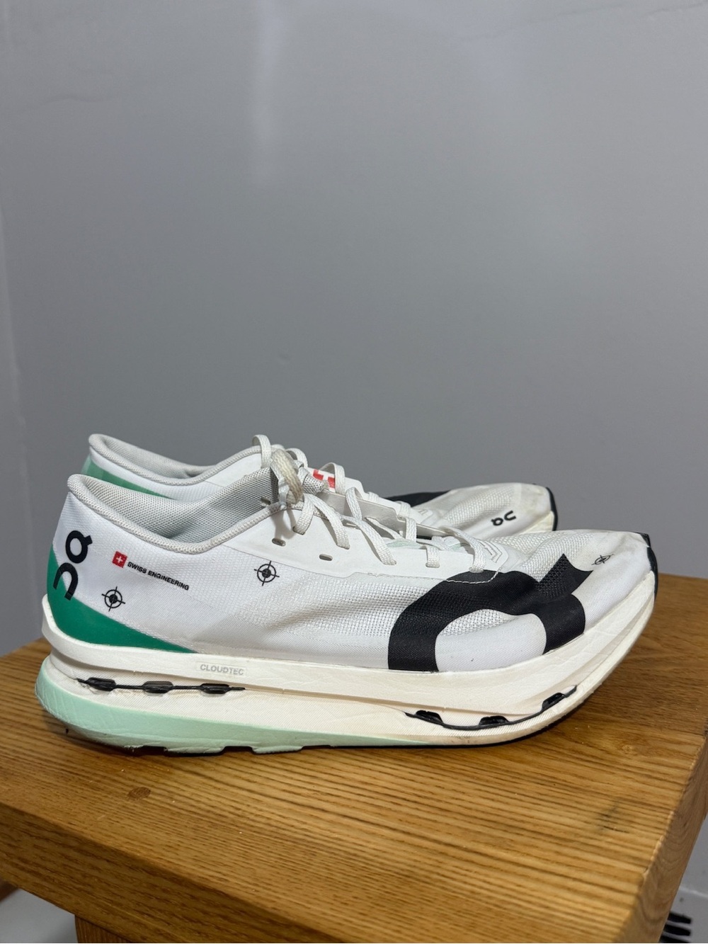 On Cloudboom Echo 3 Womens 8.5 White Mint Carbon Plate Running Racing Shoes